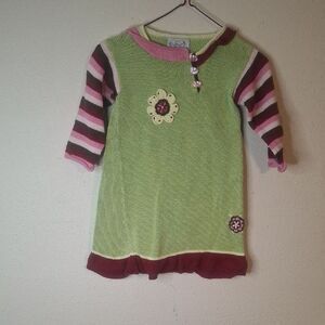 Zackali 4 Kids Green and Pink Striped Kids knit top size 5/6